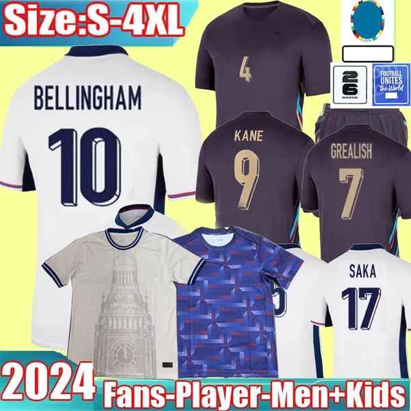 3xl 4xl 24 25 camicia da calcio Inghilterra Bellingham Rashford Kane 2024 Euro Cup 2025 Soccer Jersey National Team Home White Away Kid Kit Women Saka Rice Foden