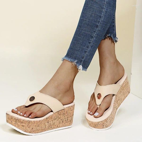 Sapatos de vestido plataforma sandálias de verão mulheres 2024 plus size mulher cunhas slides senhoras moda casual praia promoção feminina