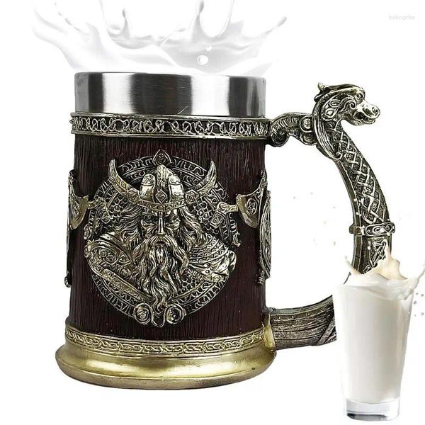 Tassen 600 ml Edelstahl Bierkrug Tasse Whiskyfass Trinkgeschirr Wikingerbecher für Partydekoration Zubehör