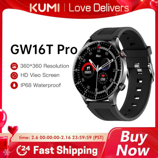 Uhren KUMI GW16T Pro Full Touch Screen Männer Uhren Smart Watch Mann Herzfrequenz Monitor IP68 Wasserdichte Frau Smartwatch für IOS Android