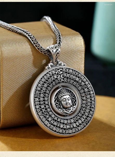 Collane con ciondolo Benedizione del Cuore Sutra Buddha per donna Uomo Gioielli Girevole Tathagata Paramita Scritture Collana Accessori maschili