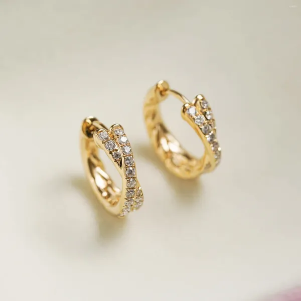 Orecchini a cerchio 14K placcatura in oro giallo S925 Sterling Sliver orecchino a bottone con pietra preziosa per le donne Matrimonio Regalo di compleanno Gioielli di San Valentino