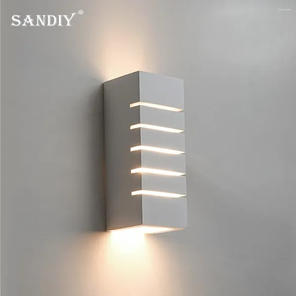 Lâmpada de parede SANDIY Creative Plaster Light 2Head Mount Sconce Nordic Bedside Gypsum para cima e para baixo luminária para quarto corredor