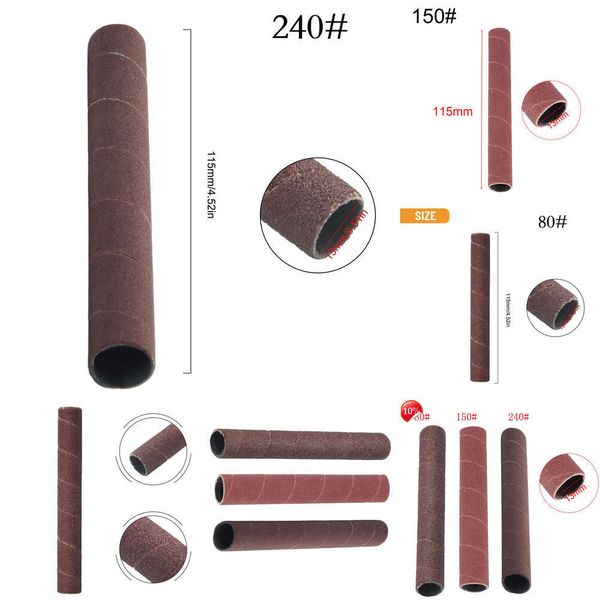 2024 1Pc 115Mm Levigatura Tamburo Maniche Levigatura Tamburo di Carta Lavorazione Del Legno Strumenti di Lucidatura Per Metalli Legno Abrasivi Strumenti 80/150/240 Grit