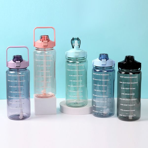 2000 мл пластиковая спортивная чашка для воды с весами, бутылка для воды, портативная космическая чашка, чайник большой емкости 230428