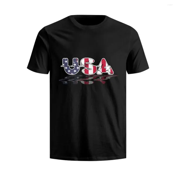 Herren-T-Shirts Hycool USA-Flaggen-Shirt, klassisches Rundhals-Kurzarm-Baumwoll-T-Shirt für Männer, T-Shirt, frisches Basic-T-Shirt