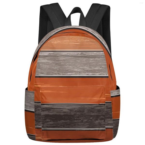 Rucksack Vintage Bauernhof Scheune Holzmaserung Orange Frauen Mann Rucksäcke Wasserdichte Schule Für Studenten Jungen Mädchen Laptop Taschen Mochilas