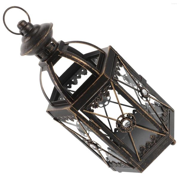 Castiçais castiçais ferro arte lanterna vintage pendurado ornamento de mesa casa decorações de natal ao ar livre