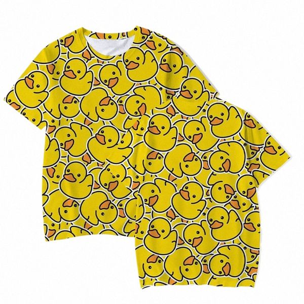 carto Yellow Duck T-shirt per uomo estate manica corta abbigliamento casual oversize streetwear maschile Fi 3D stampato TeesTops R6NW #