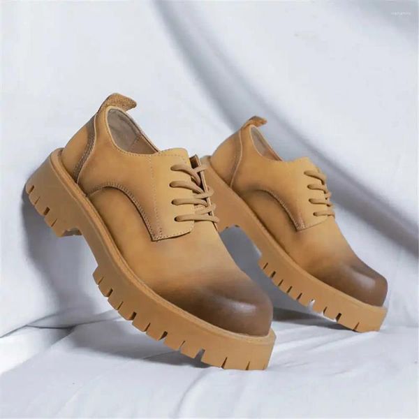 Классические туфли 38-39 Полуформальные желтые мужские кроссовки Мужские туфли на каблуках для официальных видов спорта Специальная широкая цена высокого класса