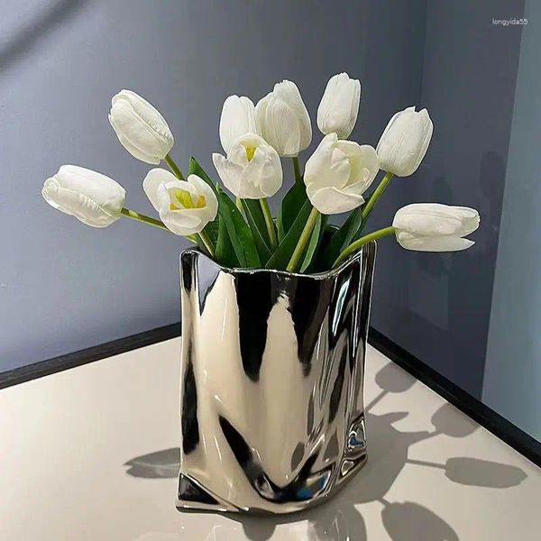 Vasos modernos simples vaso de cerâmica high-end arranjos de flores casa sala de jantar mesa ornamentos artesanato loja café bar decoração