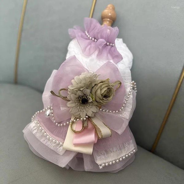 Abbigliamento per cani Abbigliamento artigianale Articoli per animali domestici Abiti eleganti viola chiaro Gonna in tulle Demitoilet unico per festa di nozze in un unico pezzo