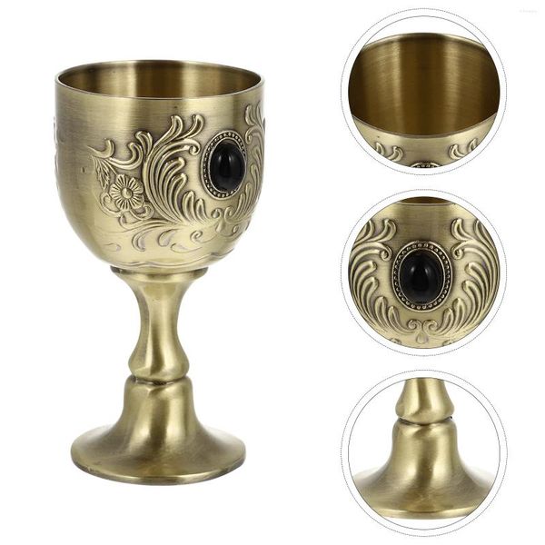 Weingläser Hochzeit Retro Europäisches Glas Rot Silber Kelch Kelch Zinklegierung Party