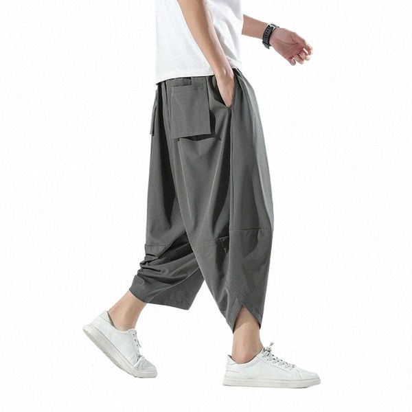 Pantaloni Harem vintage da uomo Pantaloni al polpaccio Streetwear 2024 Pantaloni estivi casual di colore solido Pantaloni maschili Harajuku Fi 17ep #