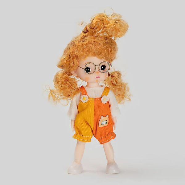 16 cm Mini-BJD-Puppe, süßes süßes Gesicht, Kawaii, 3D, große Augen, 13 bewegliche Gelenke, modisches Geburtstagsgeschenk für Mädchen 240313
