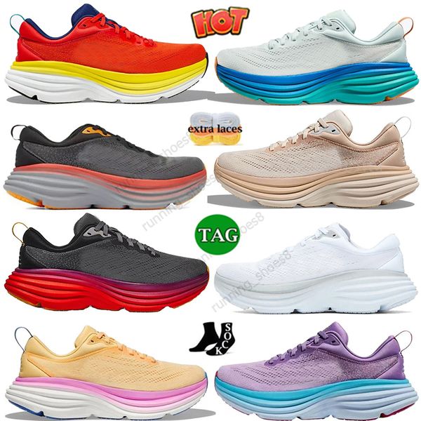 2024 Homens Mulheres Bondi 8 Clifton 9 Athletic Shoe Runner Running Shoes Carbono X2 Triplo Preto Branco Luz Azul Esportes Designer Treinadores Ao Ar Livre Caminhada Tamanho EUR36-47