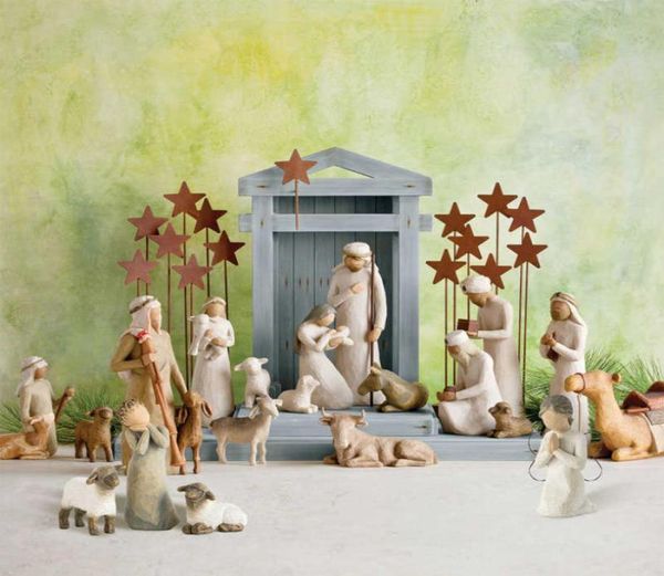 Giocattolo per bambini 20 pezzi Set presepe inciso dipinto a mano bambola artistica collezione presepe statua decorativa decorazione da scrivania casa Christm5969667