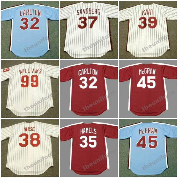 Мужская бейсбольная майка Philadelphia 1950-1993 годов STEVE CARLTON GARY MATTHEWS COLE HAMELS ROBIN ROBERTS RYNE SANDBERG RICK WISE TUG McGRAW Throwback S-5XL