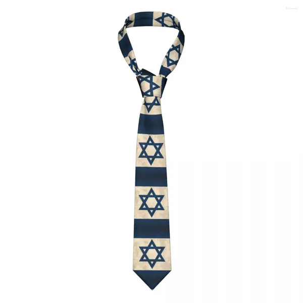 Papillon Classico con bandiera israeliana al collo da uomo, cravatta blu in seta personalizzata con orgoglio di campagna israeliana per cravatta da festa
