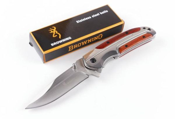 Coltello pieghevole tattico Browning DA43 Flipper in acciaio 440C 57HRC Manico in legno Coltello da tasca sopravvivenza da caccia Utilità militare Strumenti EDC9769433