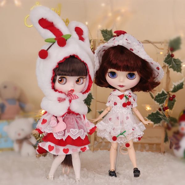 Outifts para gelado dbs blyth boneca vermelho morango coelho roupas cosplay vestido terno 16 bjd ob24 anime 240311