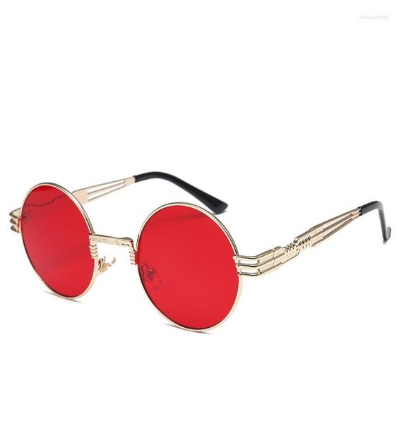 Sonnenbrille Vintage Retro Gothic Steampunk Spiegel Gold und Schwarz Sonnenbrille Runde Kreis Männer UV Gafas De SolSunglasses5191677