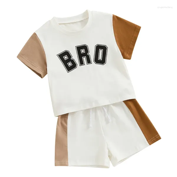 Kleidungssets Baby Junge Bruder Passende Outfits Kurzarm Bro Hemd Farbblock Shorts Säugling Kleinkind Sommerkleidung