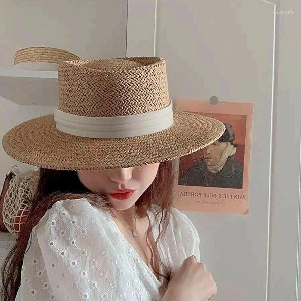 Breite Krempe Hüte Frühling Sommer Atmungsaktive Stroh Für Frauen Mode Lässig Fedora Hut Im Freien Konkaven Top Reise Panama Strand Sonne