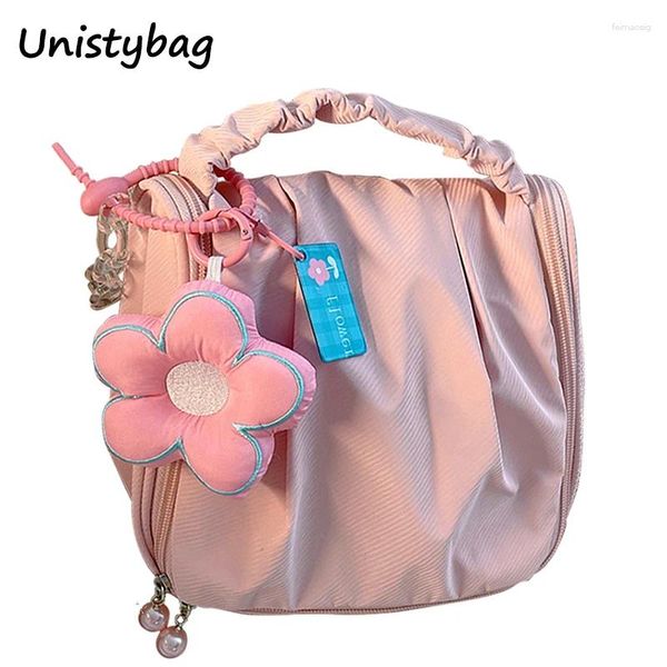 Sacos cosméticos Unistybag Cloud Makeup Bag para mulheres Cabide Higiene Pessoal Bolsa Portátil Floral Grande Organizador de Viagem