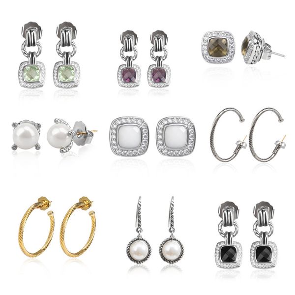 Hochwertige Designer-Luxus-DY-Ohrringe, modischer romantischer Schmuck, reines Silber, 14 Karat vergoldet, beliebte Damen-Ohrringe, Haken- und Drehschnallen-Ohrringe, Halskette, Party-Geschenk