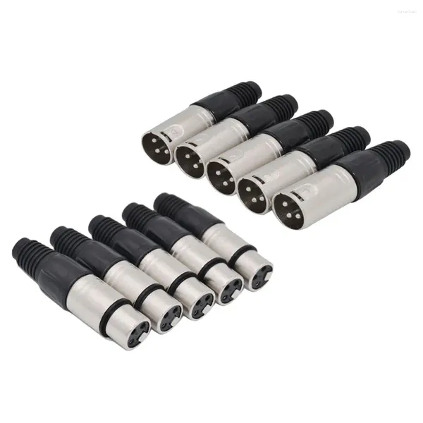 Colheres 10pcs 3 pinos XLR tipo de solda conector 5 macho fêmea plug cabo microfone tomada de áudio