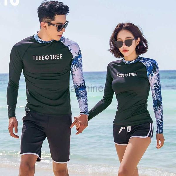 Herren Bademode Rash Guards Männer Frauen 2 Stück Langarm Shirt Shorts Schwarz Paare Bademode Surfen Badeanzüge Rashguard Neoprenanzüge Hotsale 24327