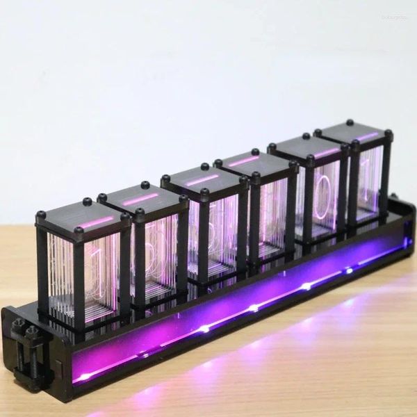 Tischuhren Led Licht Uhr Computer Desktop Technologie Dekoration DIY Digitale Kreative RGB Pseudo-glow Tube Stein