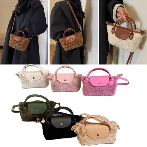 Fabrik-Schultertaschen-Shop, kostenloser Versand, Plüsch-Tasche, modische Damen-Handtasche für Kosmetik, mehrere Fächer, Reißverschluss-Geldbörse, einfarbig, modisch, vielseitig