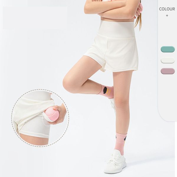 LU Pantaloni sportivi da corsa larghi per ragazze Pantaloncini da tennis finti per bambini in due pezzi Pantaloncini da tennis per allenamento veloce su ghiaccio per bambini Età 5-10