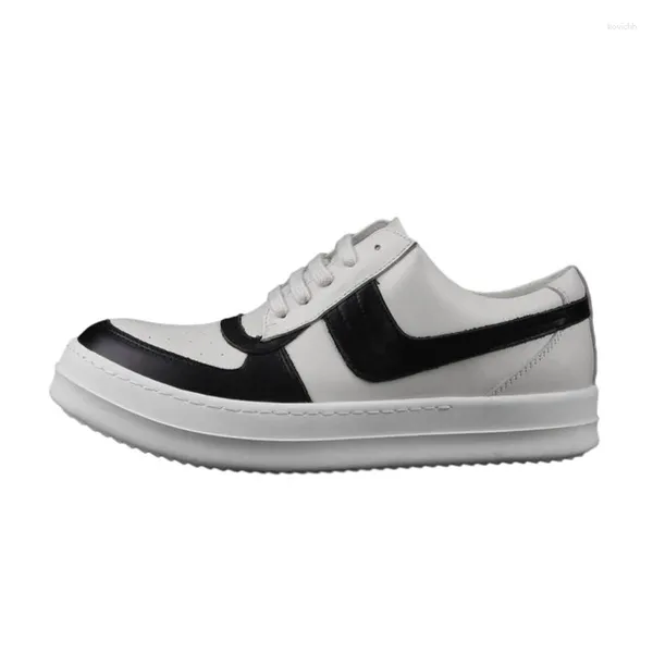 Sapatos casuais rmk owews homens plataforma de couro genuíno sneaker luxo plana mocassins sapato feminino outono streetwear preto branco formadores