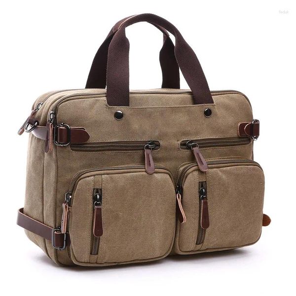 Portafogli Valigette da uomo vintage multifunzione Zaino in tela casual Borsa a tracolla da uomo a spalla di grande capacità Borsa da viaggio