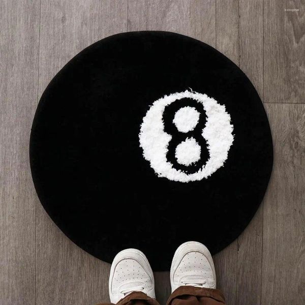 Teppiche Plüsch 8-Ball-Teppich Kreativer weicher runder Teppich Anti-Rutsch-Hautfreundliche Matte Hoom Decor