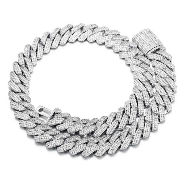 Sier Jewelry Vendite calde Hip Pop Mossinate Bracciale con diamanti da uomo Catena a maglia cubana