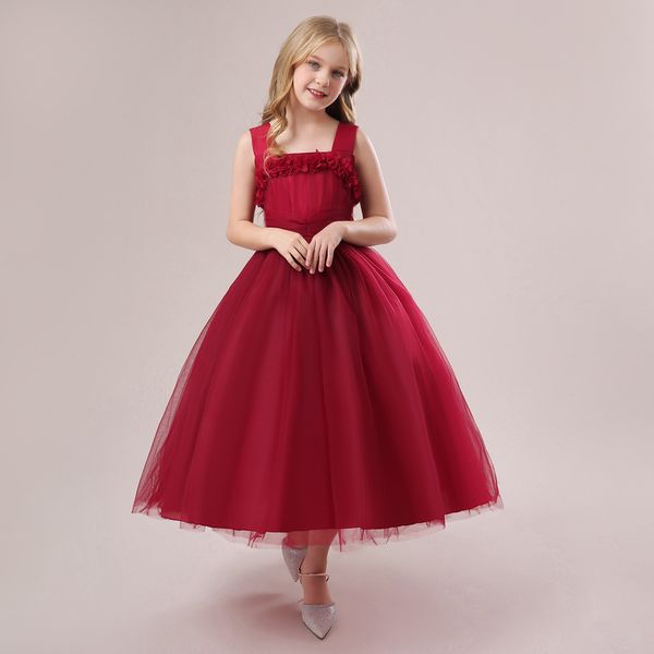 Bellezza Verde Vino Rosa Cinghie bianche Abiti da compleanno/festa per ragazze Abiti da spettacolo per ragazze Abiti da cerimonia per ragazze Gonne per tutti i giorni Abbigliamento per bambini SZ 2-10 D327233