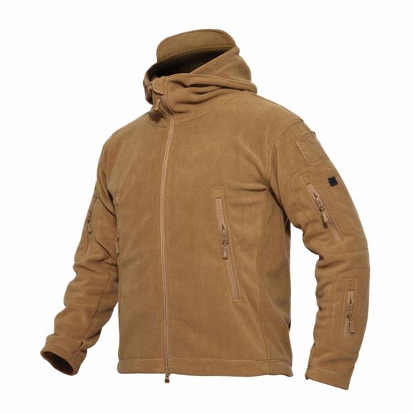 Giacca da uomo militare in pile esterno Soft shell tattico uomo termico polare con cappuccio tuta sportiva manica Lg cappotto invernale vestiti militari 30QH #