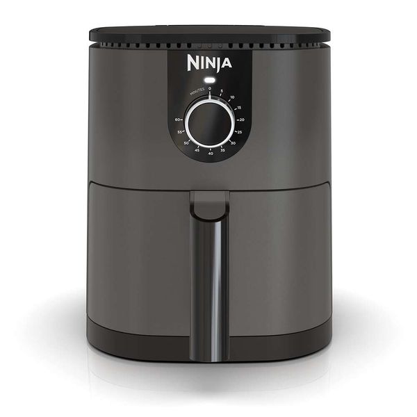 Mini fritadeira de ar Ninja AF080, capacidade de 2 quartos, compacta, antiaderente, com temporizador de configuração rápida, cinza