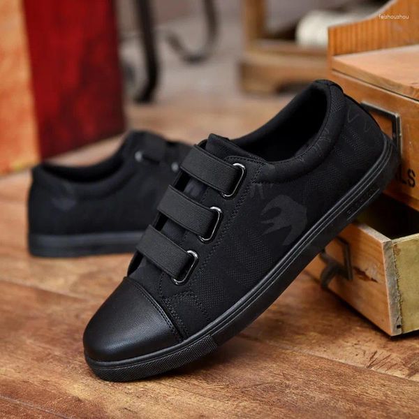 Sapatos Casuais Masculinos Primavera Na Moda Selvagem Lona Versão Coreana Da Tendência Elástica