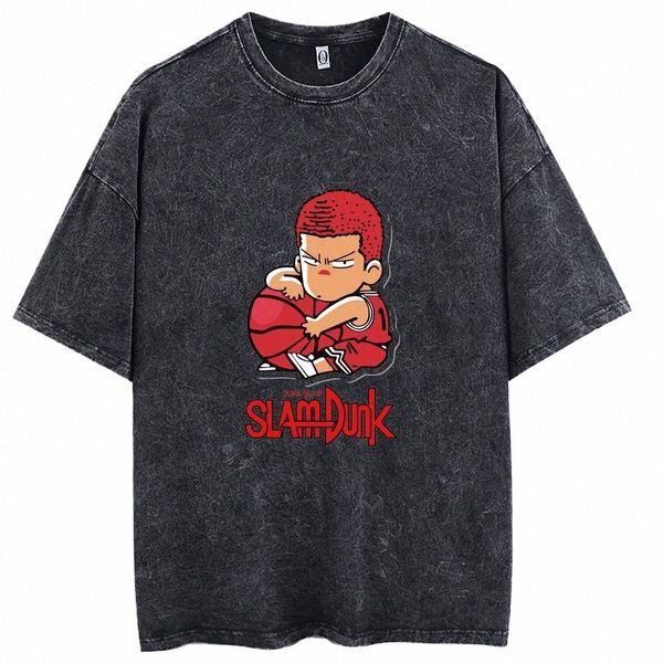 Винтажная футболка Wed, аниме Сакураги Ханамичи, футболки с короткими рукавами и принтом, мужские футболки в стиле Харадзюку, уличная одежда оверсайз, s5MT #