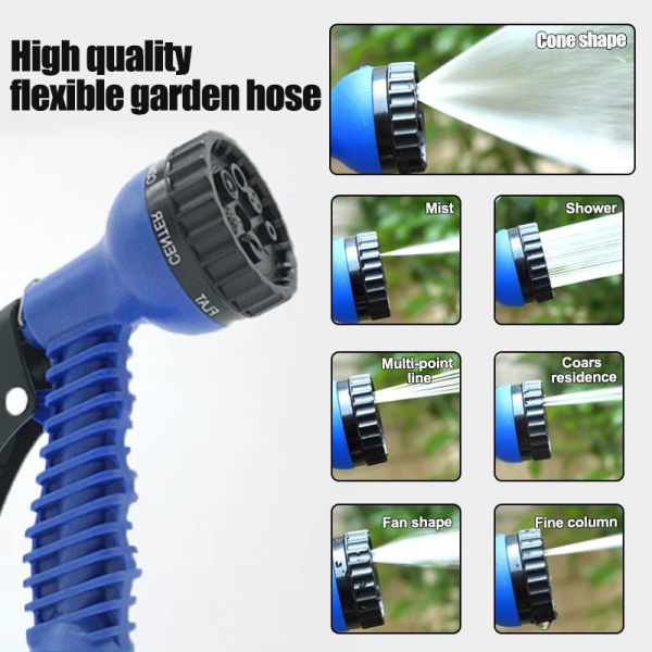 Pistole 25FT250FT 7 Moduli Tubo flessibile per acqua magica Tubo flessibile espandibile per piante da giardino esterne per irrigazione per auto GardenWash Spray