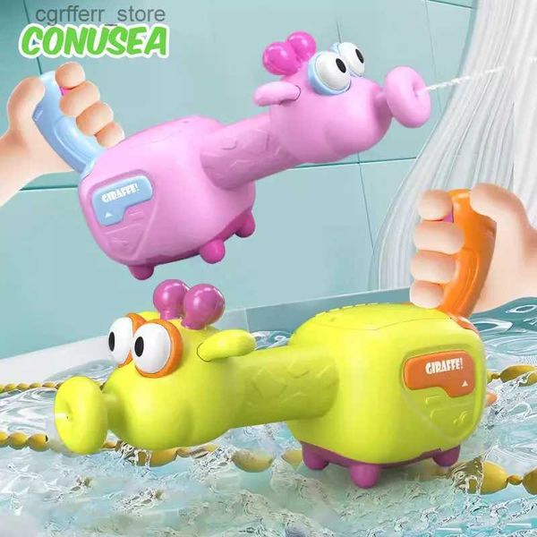 Arma brinquedos bonito girafa pistola de água dos desenhos animados pistola de água elétrica verão ao ar livre festa jogo spray máquina natação brinquedos para crianças 240327