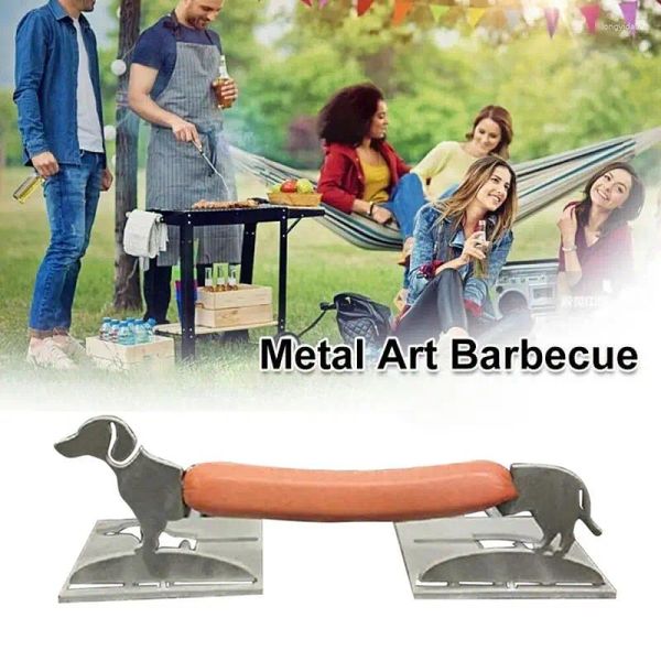 Ferramentas de metal bonito filhote de cachorro forma suporte de churrasco engraçado rack de cão para grill ao ar livre acessórios de cozinha ferramenta para churrasco