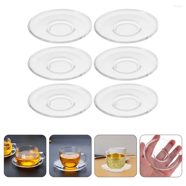 Tassen, Untertassen, 6 Stück, dekorative Tassenunterlage, Couchtisch, Beilagen, Glas, für den Schreibtisch, klare kleine Untersetzer