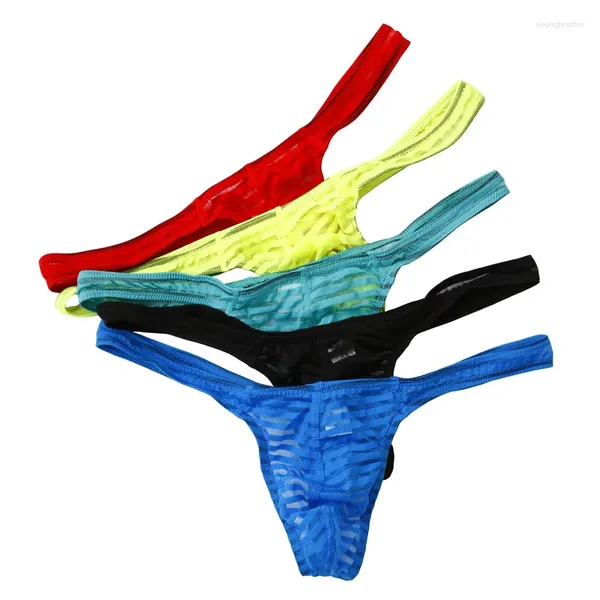 UNDUPTS Seksi Erkek İnce Brifing Stripes G-Strings erotik jockstrap eşcinsel penis torbası düşük bel homme külot bikini