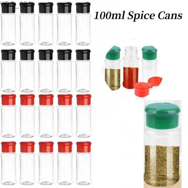 Garrafas de armazenamento frascos 100ml claro especiarias garrafa sal pimenta shakers plástico churrasco tempero frascos caixa de condimento cozinha gadgets armazenamento em pó pode 240327